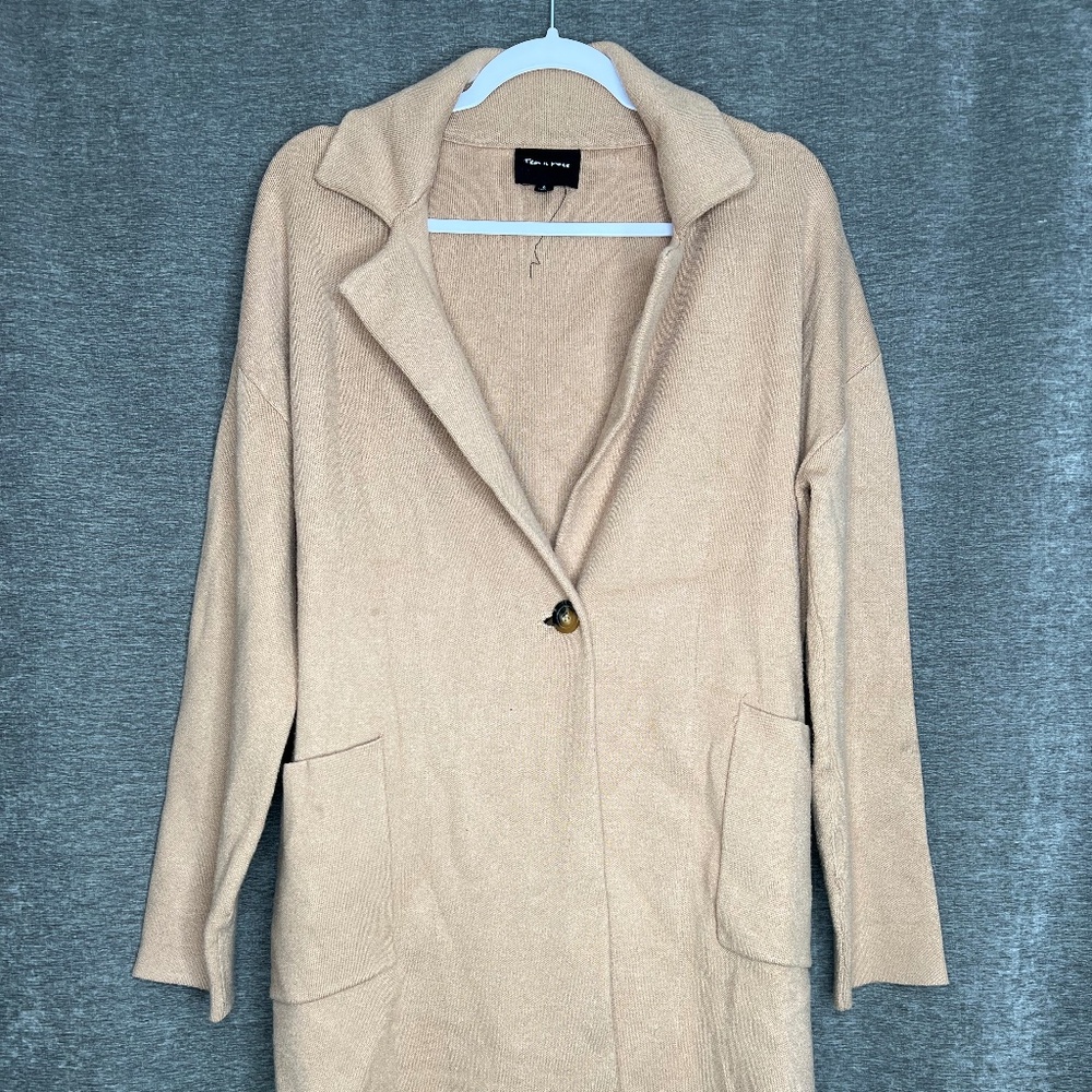 Tea N Rose Soft Touch Sweater Coat | Beige